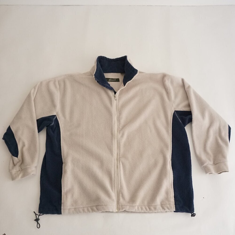 Vintage '90S Penmans Taupe Navy Fleece Zip Up Hiking Outdoor Sweater 2XL